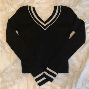 Kendall & Kyle Black &White Varsity Stripe Sweater